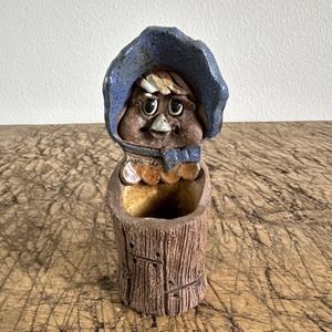 Vintage 70s Max Hindt Clay Chicken Sculpture Caddy Whimsical Folk Art Figurine